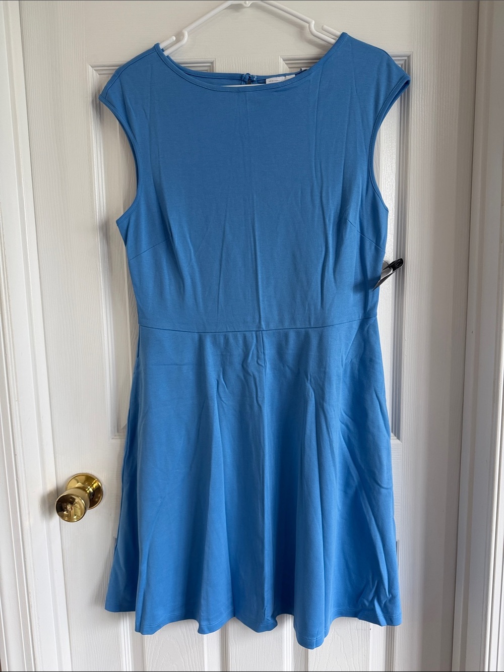 NWT New York & Company Blue Cap-Sleeve Fit-and-Flare Mini Dress